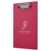 Viva Magenta Trend Farbskript Mit Monogramm Klemmbrett (Links)
