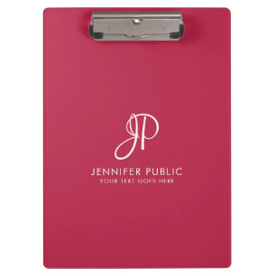 Viva Magenta Trend Farbskript Mit Monogramm Klemmbrett