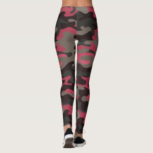 Viva Magenta und graue Camouflage Leggings (Rückseite)