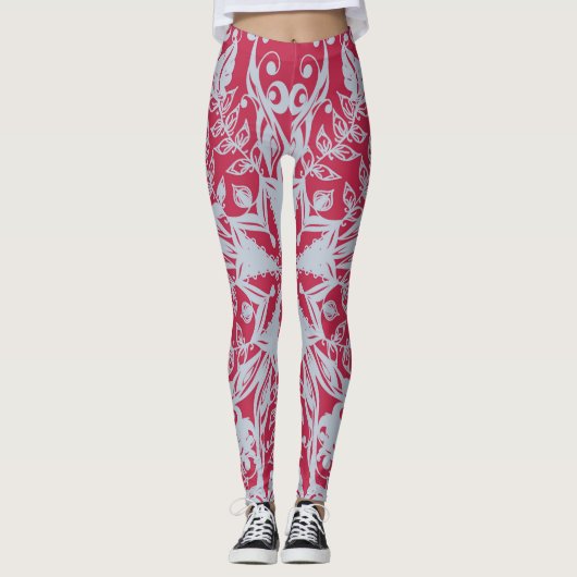 Viva Magenta und Silver Leggings (Vorderseite)