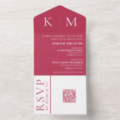 Viva Magenta und White-Monogram-Wedding Einladung (Innen Boden)