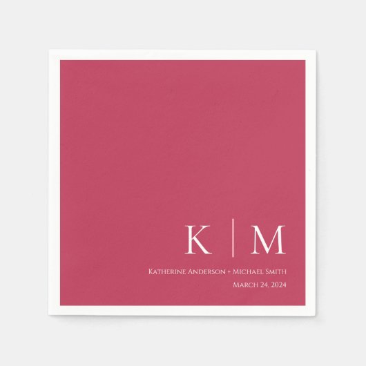 Viva Magenta und White Wedding- Serviette (Vorderseite)