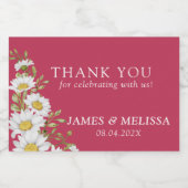 Viva Magenta & White Daisies Wedding Schaumweinetikett (Einzelnes Label)