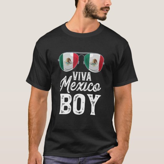Viva Mexico Boy Sunglasses Mexican Flag Pride T-Shirt (Vorderseite)
