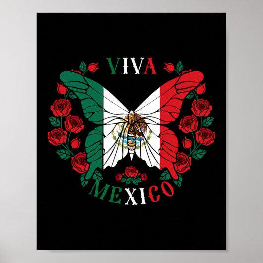 Viva Mexico Butterfly Rose Poster (Vorne)