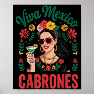 Viva Mexico Cabrones Frauen Mexikanische Flagge Poster