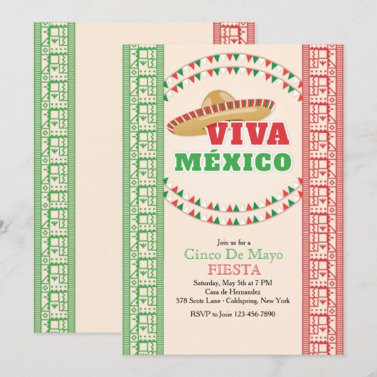 Viva Mexico Einladung (Vorne/Hinten)