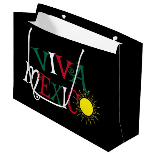 Viva Mexico Große Geschenktüte (Vorderseite Schrägansicht)