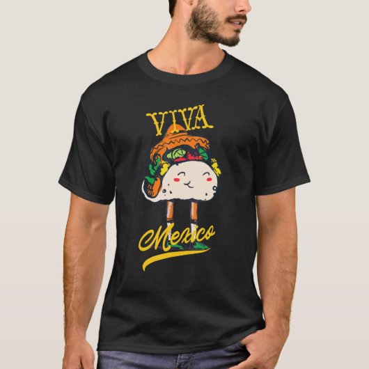 Viva Mexico Happy Niedlich Taco Cinco De Mayo Kost T-Shirt (Vorderseite)