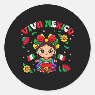 Viva Mexico Kleinkind Mädchen Flores Mexikanisch Runder Aufkleber