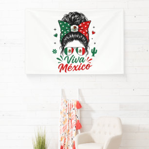 Viva Mexico Mädchen Mexiko Flagge Patriotische Mex Banner