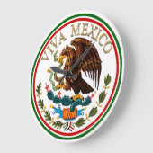 Viva Mexico Mexican Flag Icon w/ Gold Text Große Wanduhr (Winkel)