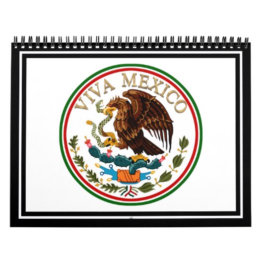 Viva Mexico Mexican Flag Icon w/ Gold Text Kalender (Titelbild)