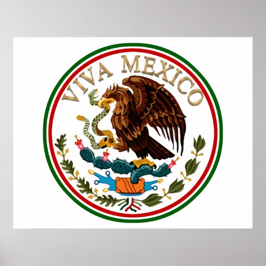 Viva Mexico Mexican Flag Icon w/ Gold Text Poster (Vorne)
