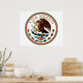 Viva Mexico Mexican Flag Icon w/ Gold Text Poster (Küche)