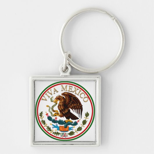 Viva Mexico Mexican Flag Icon w/ Gold Text Schlüsselanhänger (Vorne)