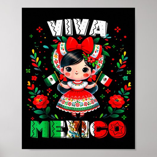 Viva Mexico Mexican Girl Flag Independence Day Gir Poster (Vorne)