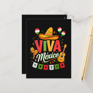 Viva Mexico Mexikanischer Sombrero Maracas Feiertagspostkarte