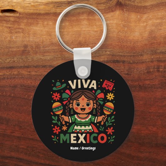 Viva Mexico Mexikanischer Tag der Unabhängigkeit v Schlüsselanhänger (Vorderseite)