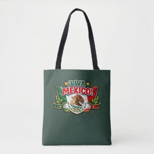 Viva Mexico Patriotic Typography T-Shirt Mexikan Tasche