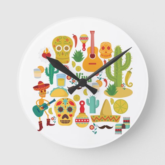 Viva mexico runde wanduhr (Vorderseite)