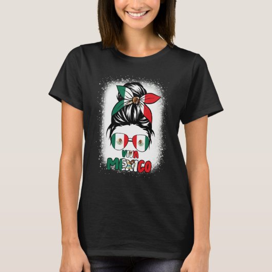 Viva Mexico Women Messy Bun Hair Mexican Flag Pri T-Shirt (Vorderseite)
