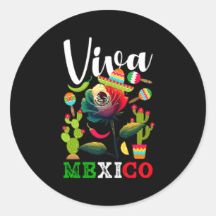 Viva Mexiko mexikanischer Stolz Flagge Mexiko Wurz Runder Aufkleber