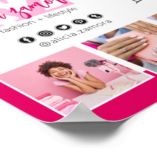 Viva Modern Magenta Fashion Boutique Marketing QR Poster (Ecke)