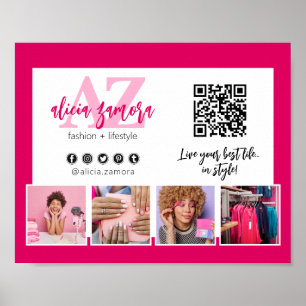Viva Modern Magenta Fashion Boutique Marketing QR Poster