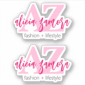 Viva Modern Magenta Script Name Logo Influencer Aufkleber (Vorderseite)