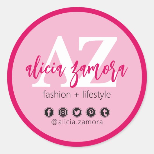 Viva Modern Magenta Social Media Influencer Custom Runder Aufkleber (Vorderseite)