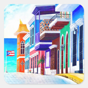 ¡Viva Puerto Rico! Quadratischer Aufkleber