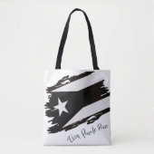 Viva Puerto Rico Schwarz-Weiß-Flagge Tasche (Vorderseite)