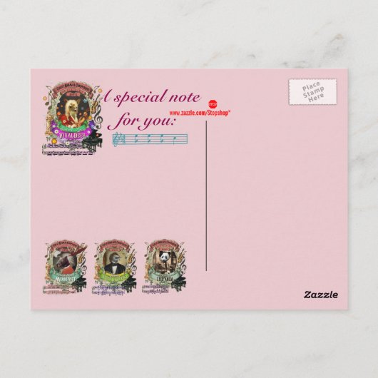 Vivaldeer Funny Deer Fawn Animal Composer Vivaldi Postkarte (Rückseite)