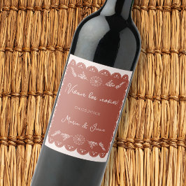 Vivan Los Novios Papel Picado Mexican Wedding Weinetikett