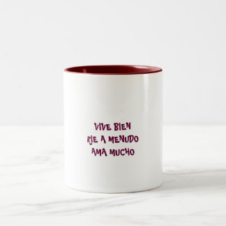 VIVE BIEN RIE A MENUDOAMA MUCHO ZWEIFARBIGE TASSE