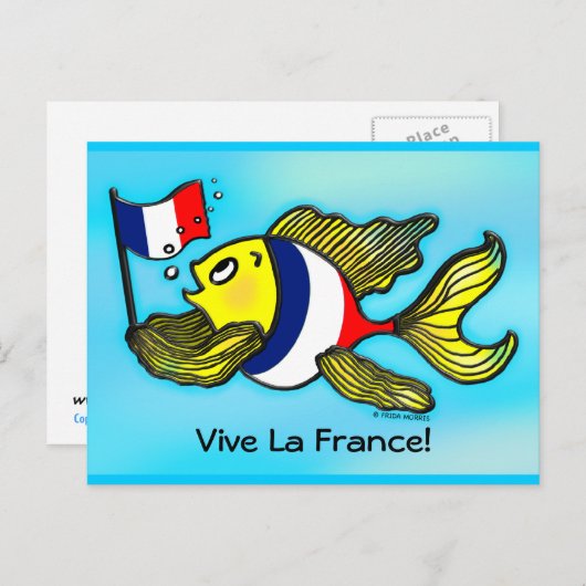 VIVE LA FRANCE Französische Flagge Witziger Cartoo Postkarte (Vorne/Hinten)