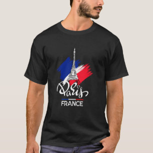Vive La France - Paris Eiffelturm Sketch Zeichnend T-Shirt