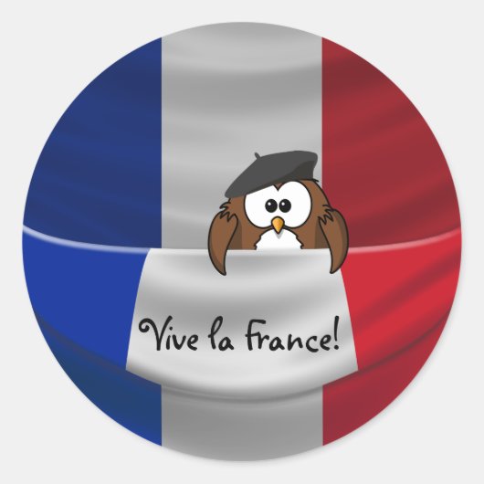 Vive la France! Runder Aufkleber (Vorderseite)