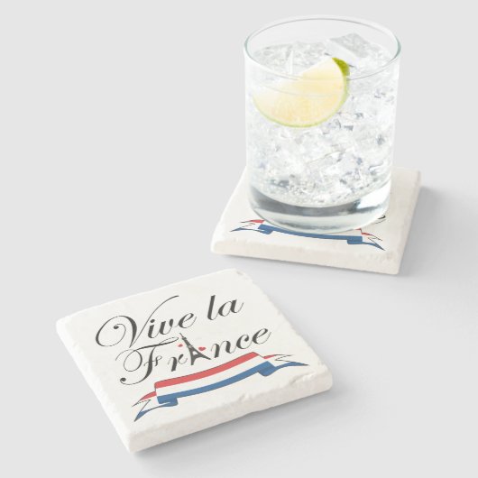 Vive la France Typografie Steinuntersetzer (Seitenansicht)