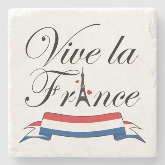 Vive la France Typografie Steinuntersetzer (Vorderseite)