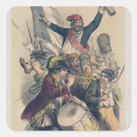 Vive la Republique, 1848 Quadratischer Aufkleber (Vorderseite)