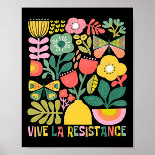 Vive La Resistance Political Retro Boho Floral Lon Poster