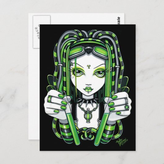 "Vivian" Cybergoth Dark Industrial Fairy Postcard Postkarte (Vorne/Hinten)