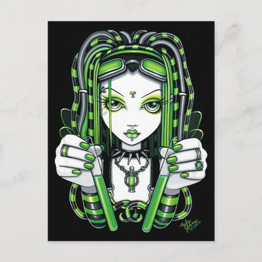 "Vivian" Cybergoth Dark Industrial Fairy Postcard Postkarte (Vorderseite)