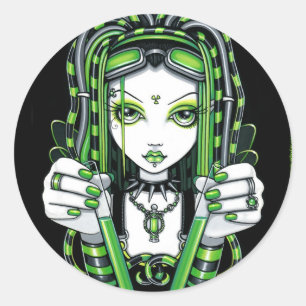 "Vivian" Cybergoth dunkle industrielle feenhafte Runder Aufkleber