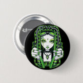 "Vivian" Cybergoth dunkler industrieller Button (Vorne & Hinten)
