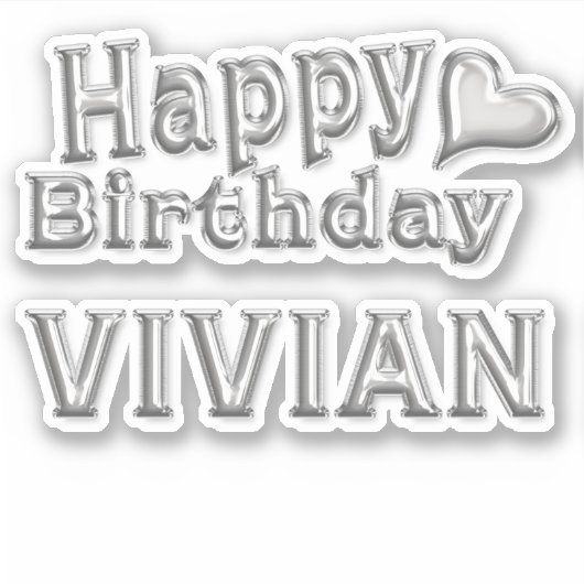 Vivian Happy Birthday silver Aufkleber Sticker (Vorderseite)
