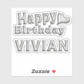 Vivian Happy Birthday silver Aufkleber Sticker (Blatt)