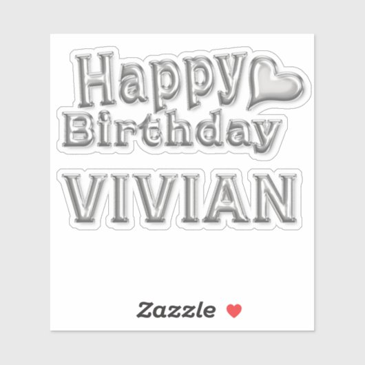 Vivian Happy Birthday silver Aufkleber Sticker (Blatt)